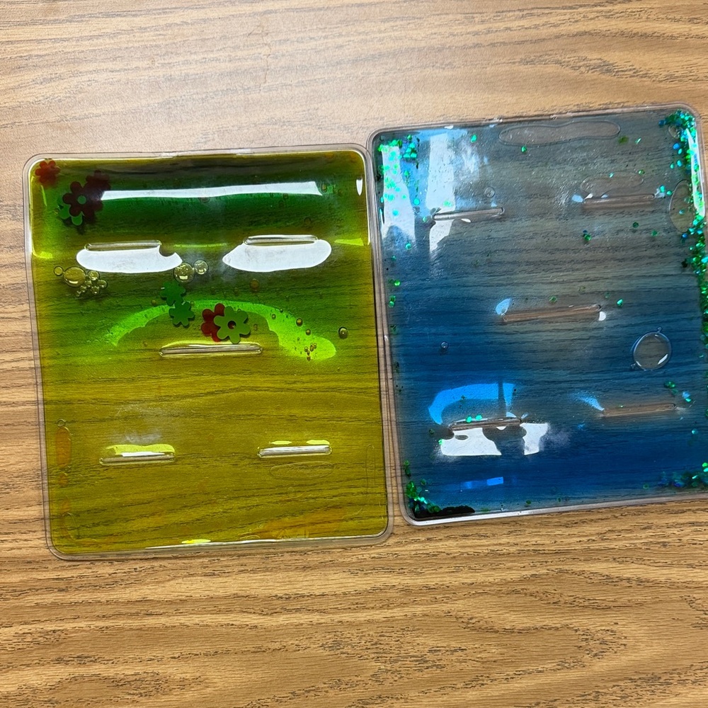 Liquid Glitter Sensory Squares - Green & Blue